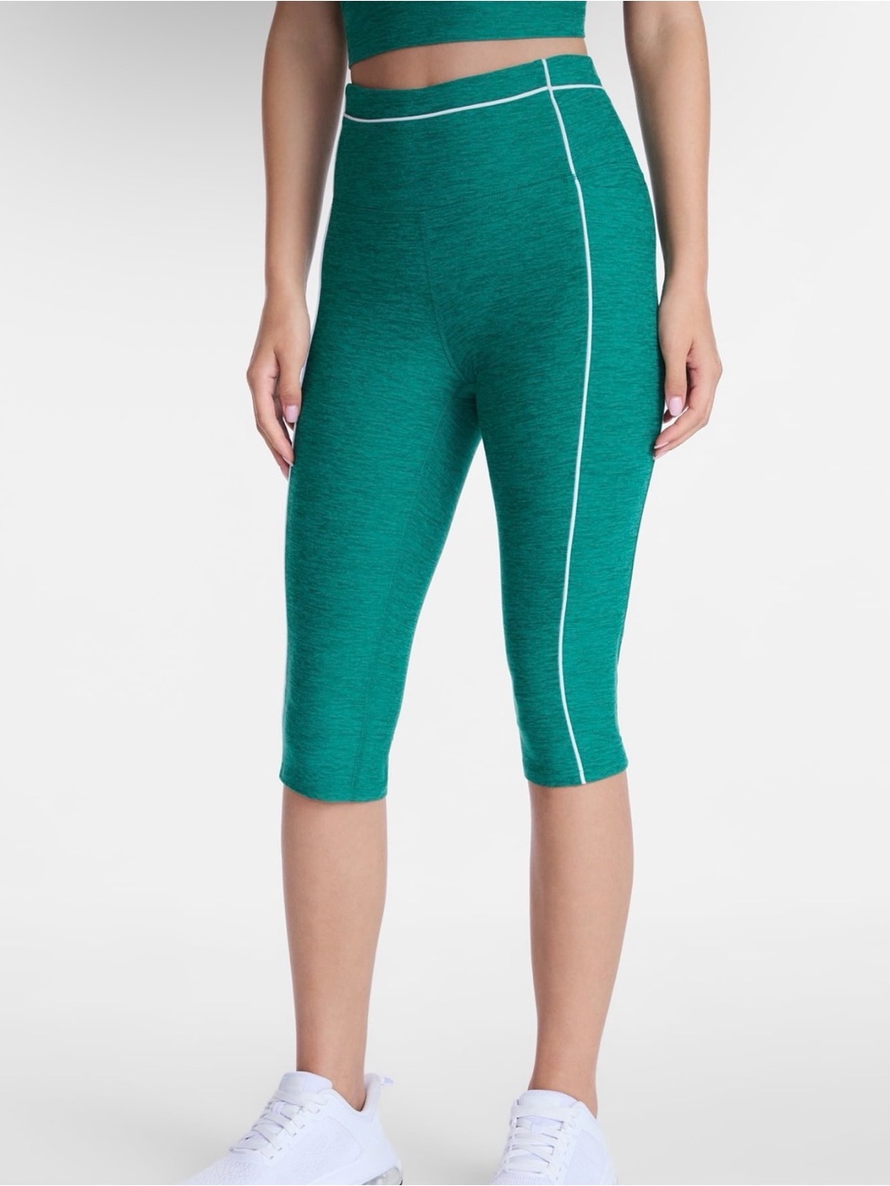 Athletic Works Teal Capri Leggings with White Piping